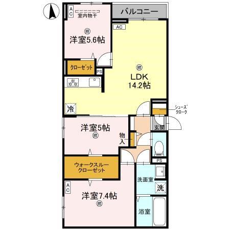 マーレ・カルモ(3LDK/2階)の間取り写真