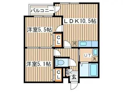 リーフ・スィート(2LDK/3階)の間取り写真
