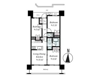 ウィルローズ梅島クオーレ(3LDK/7階)の間取り写真