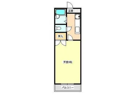 リヴィング若葉(1K/1階)の間取り写真