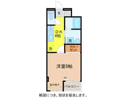 ニアベル花堂(1K/1階)の間取り写真