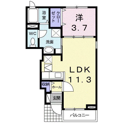 グリーンビレッジ原B(1LDK/1階)の間取り写真