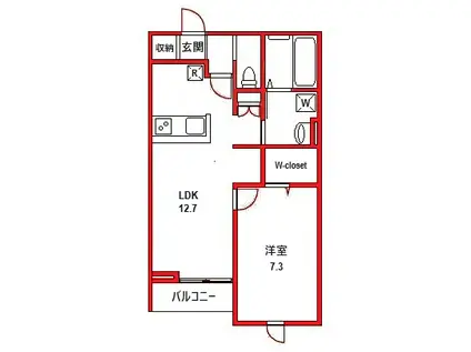 フォレストハイム(1LDK/2階)の間取り写真