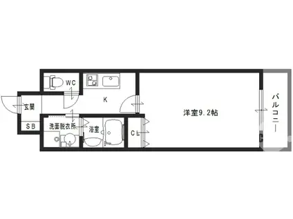 TKアンバーコート津久野(1K/6階)の間取り写真