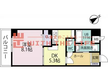クンプリル(1DK/5階)の間取り写真