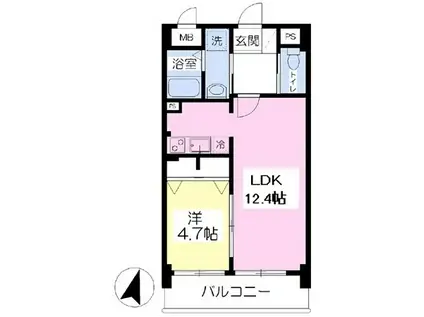 ステラ白山(1LDK/6階)の間取り写真