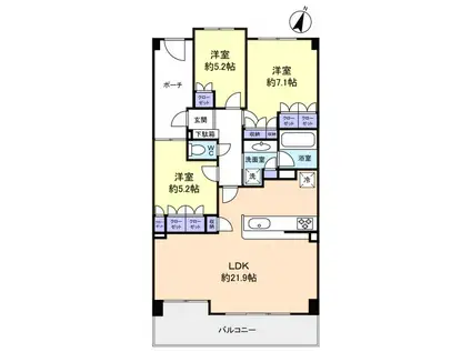 セントラルコート船橋習志野台(3LDK/5階)の間取り写真