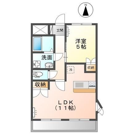 ジェミニー白銀B棟(1LDK/2階)の間取り写真
