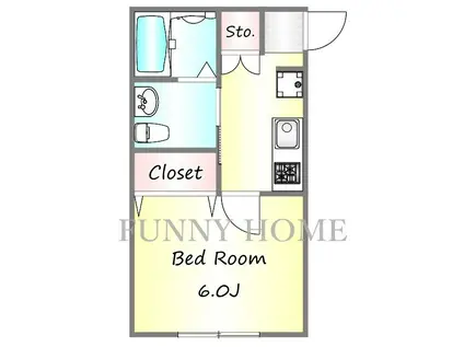 ブリック・コート経堂(1K/1階)の間取り写真