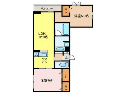 WILLKOMMEN(2LDK/2階)の間取り写真