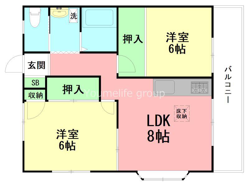 ローズハイツ(2LDK/1階)の間取り写真