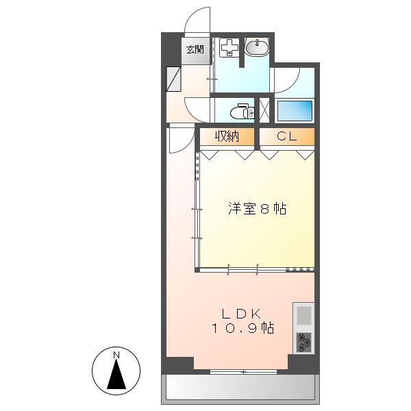 さくらHILLS 名駅ノース(1LDK/12階)の間取り写真