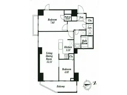ダイアパレス蔵前(2LDK/2階)の間取り写真