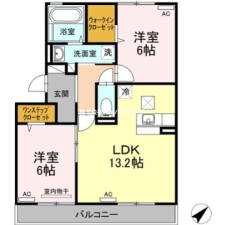 パルク アミティエ I(2LDK/1階)の間取り写真