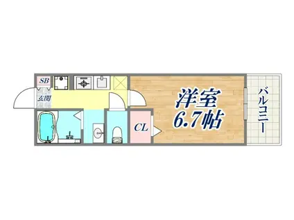 セジュール西代ⅠA(1K/2階)の間取り写真