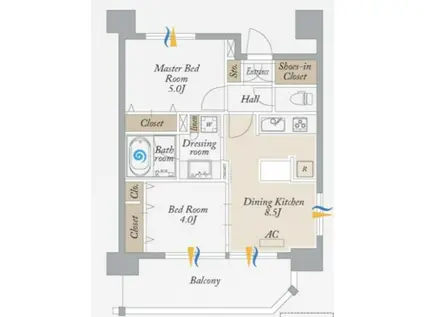 オーキッドレジデンス森下(2DK/9階)の間取り写真