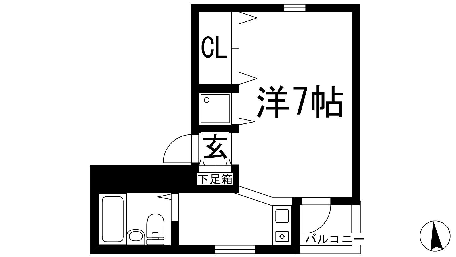 フェリース甲東園(ワンルーム/3階)の間取り写真