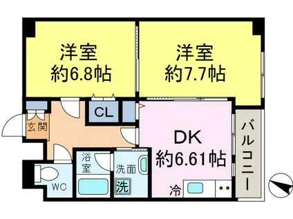 ラウンドタワー オペリア(2DK/10階)の間取り写真