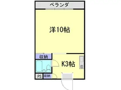 カレッジコート上原(1K/3階)の間取り写真