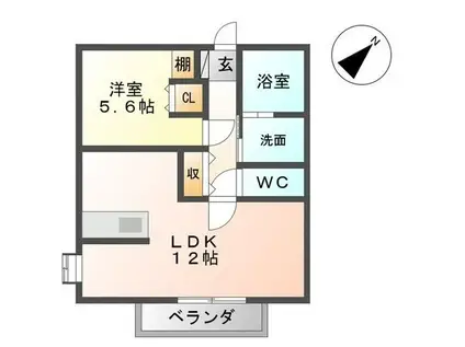 サンFRIENDS昭栄(1LDK/1階)の間取り写真