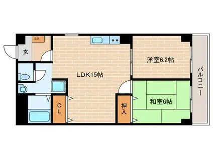 シャンボール樋之池(2LDK/1階)の間取り写真