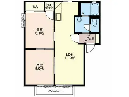 メイプルタウン(2LDK/2階)の間取り写真