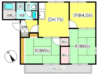 第二愛和ハイツ(3DK/2階)の間取り写真