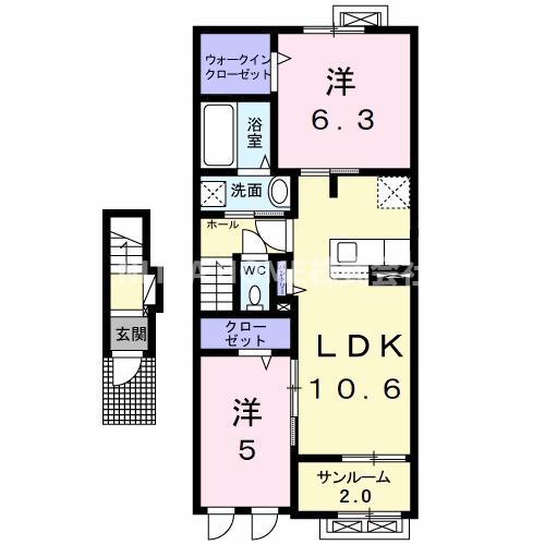 メゾン・シャトンI(2LDK/2階)の間取り写真