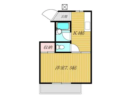 サンエルム名戸ヶ谷(1K/2階)の間取り写真