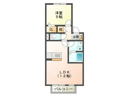 ウィルモア上浜(1LDK/1階)の間取り写真