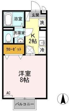 セジュール伊吹(1K/1階)の間取り写真