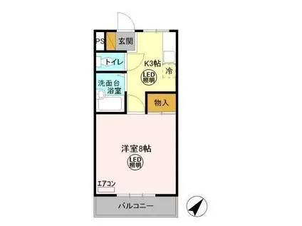 アーバンヒルズかしまI(1K/1階)の間取り写真