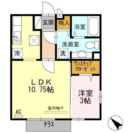 ブリエヴェール都(1LDK/1階)の間取り写真