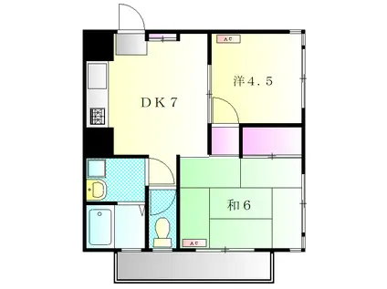 コーポK(2DK/2階)の間取り写真