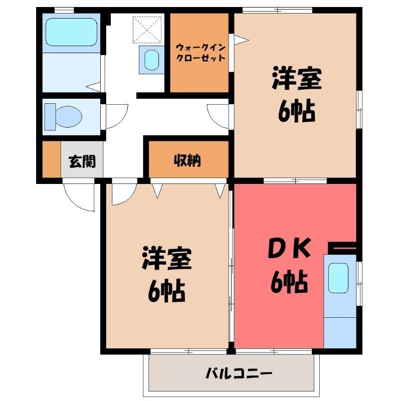 メゾンベール(2DK/2階)の間取り写真