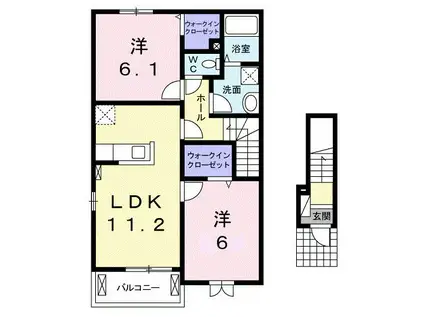 ロイヤルフラワーI(2LDK/2階)の間取り写真