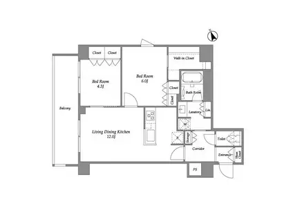 プラネソシエ青戸(2LDK/5階)の間取り写真