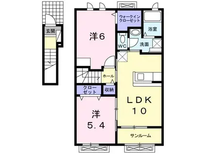 プレベール イースト(2LDK/2階)の間取り写真