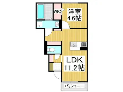 GRAND D-ROOM高出S6(1LDK/1階)の間取り写真