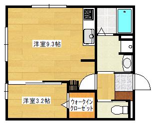 アップス大町DII(1LDK/1階)の間取り写真