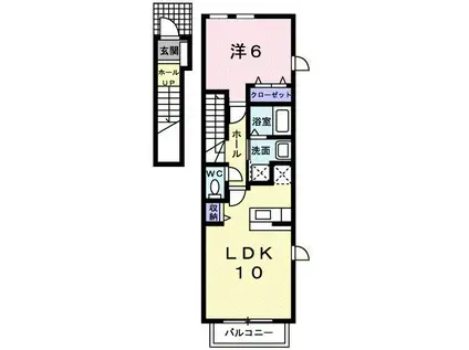 カトル・セゾンB(1LDK/2階)の間取り写真