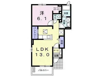 ファインリヴァー(1LDK/1階)の間取り写真