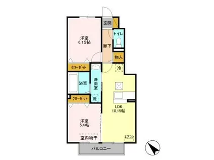 ソウソウ(2LDK/1階)の間取り写真