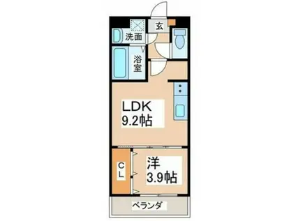 クレア大牟田駅前(1LDK/1階)の間取り写真