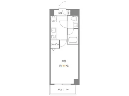 GENOVIA亀戸IVSKYGARDEN(1K/6階)の間取り写真