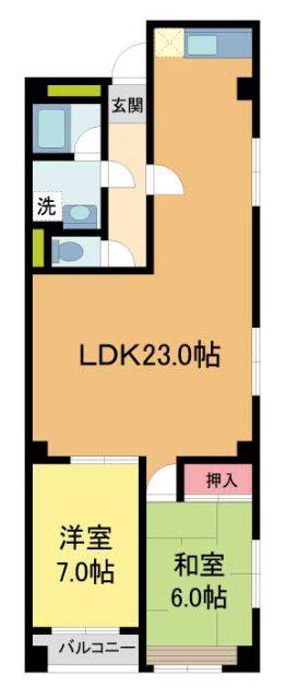 ブリージェ朝日ヶ丘(2LDK/4階)の間取り写真