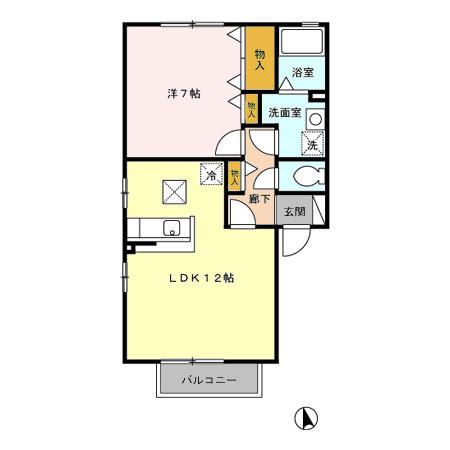 フローラルA(1LDK/2階)の間取り写真