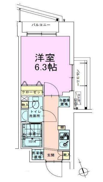 駒込レジデンス壱番館(1K/10階)の間取り写真