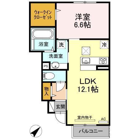 リヴェールパレス(1LDK/1階)の間取り写真