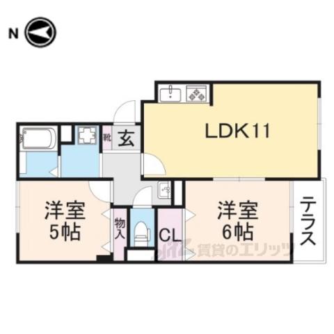 ビューラー藤木(2LDK/1階)の間取り写真